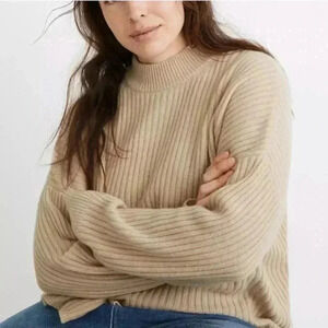 Madewell (Re)sourced Cashmere Ribbed Mockneck Pullover Sweater in XXS
